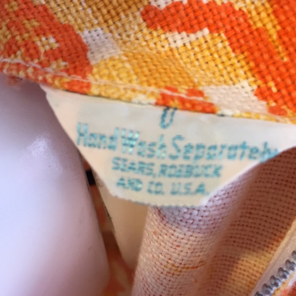 Vintage Orange Yellow Gingham Short Sleeve Dress - Picture 8 of 8